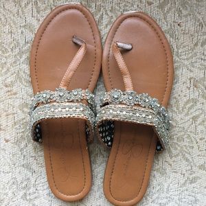 🎁🎁🎁 Jessica Simpson leather rhinestone sandals